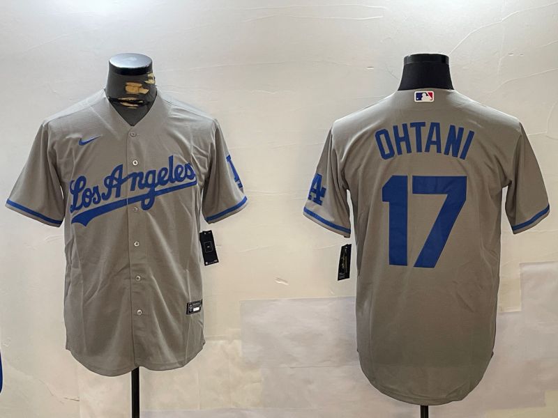 Men Los Angeles Dodgers #17 Ohtani Grey Game 2024 Nike MLB Jersey style 1216->los angeles dodgers->MLB Jersey